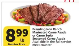 Vons Branding Iron Ranch Marinated Carne Asada or Carne Seria Seasoned Carne Asada offer