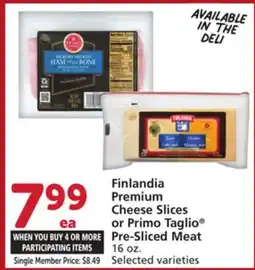 Albertsons Finlandia Premium Cheese Slices or Primo Taglio Pre-Sliced Meat offer