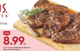 Stater Bros USDA Choice Beef Loin Bone-In New York Steak offer