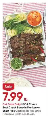Stater Bros USDA Choice Beef Chuck Bone-In Flanken or Short Ribs offer