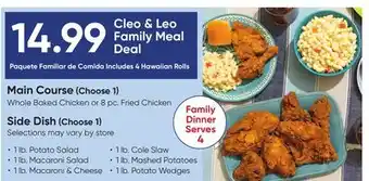 Stater Bros Cleo & Leo Family Meal Deal Family Dinner offer