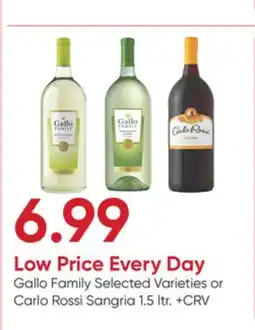 Stater Bros Gallo Family Selected Varieties or Carlo Rossi Sangria 1.5 ltr offer