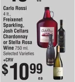 Smart & Final Carlo Rossi., Freixenet Sparkling, Josh Cellars Chardonnay or Stella Rosa Wine offer