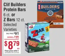 Smart & Final Clif Builders Protein Bars or Z Bars offer