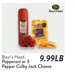Fresh Thyme Boar's Head Pepperoni or 3 Pepper Colby Jack Cheese offer