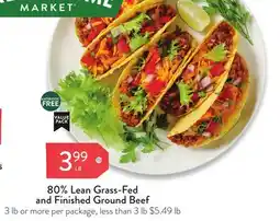 Fresh Thyme 80% Lean Grass-Fed and Finished Ground Beef offer