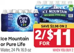 Tony’s Fresh Market Ice Mountain or Pure Life Water offer