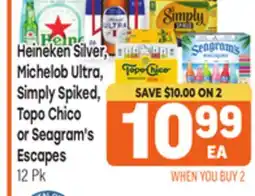 Tony’s Fresh Market Heineken Silver, Michelob Ultra, Simply Spiked, Topo Chico or Seagram's Escapes offer