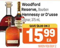 Tony’s Fresh Market Woodford Reserve,Bourbon Hennessy or D'usse Cognac offer