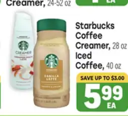 Tony’s Fresh Market Starbucks Coffee Creamer, 28 oz Iced Coffee, 40 oz offer