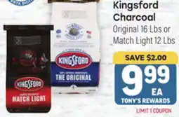 Tony’s Fresh Market Kingsford Charcoal Original offer