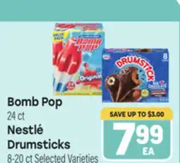Tony’s Fresh Market Bomb Pop 24 ct Nestlé Drumsticks 8-20 ct offer