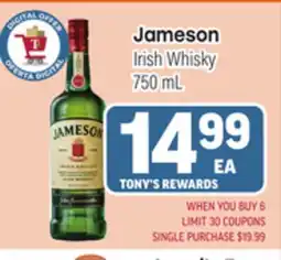 Tony’s Fresh Market Jameson Irish Whisky offer