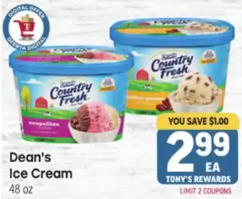 Tony’s Fresh Market Dean's Ice Cream offer