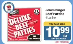 Tony’s Fresh Market Jemm Burger Beef Patties offer