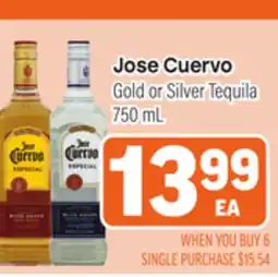 Tony’s Fresh Market Jose Cuervo Gold or Silver Tequila offer