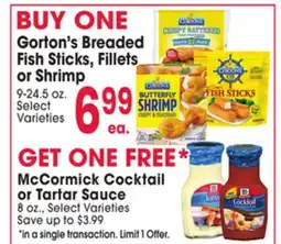 Jewel-Osco Gorton's Breaded Fish Sticks, Fillets or Shrimp offer
