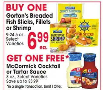 Jewel-Osco Gorton's Breaded Fish Sticks, Fillets or Shrimp offer