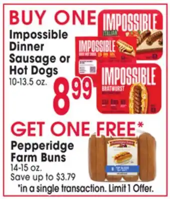 Jewel-Osco Impossible Dinner Sausage or Hot Dogs offer