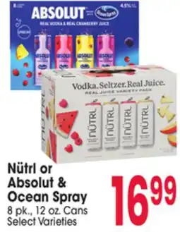 Jewel-Osco Nütrl or Absolut & Ocean Spray offer