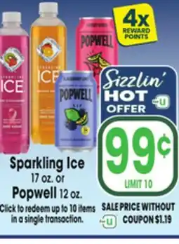 Jewel-Osco Sparkling Ice 17 oz. or Popwell 12 oz offer