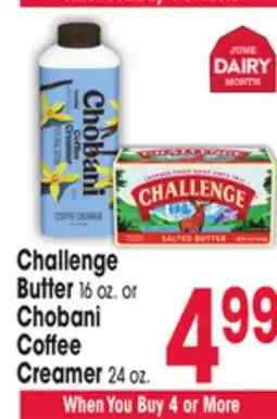 Jewel-Osco Challenge Butter 16 oz. or Chobani Coffee Creamer 24 oz offer