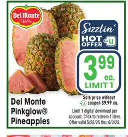 Jewel-Osco Del Monte Pinkglow Pineapples offer