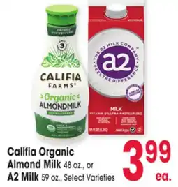 Jewel-Osco Califia Organic Almond Milk 48 oz., or A2 Milk 59 oz offer