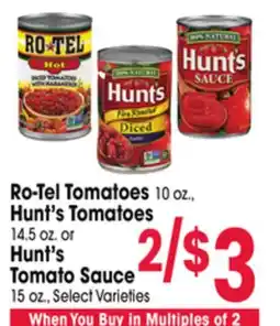 Jewel-Osco Ro-Tel Tomatoes 10 oz., Hunt's Tomatoes 14.5 oz. or Hunt's Tomato Sauce 15 oz offer