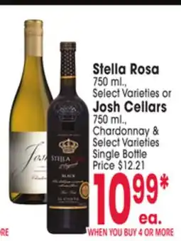 Jewel-Osco Stella Rosa 750 ml., Select Varieties or Josh Cellars 750 ml., Chardonnay offer