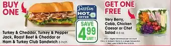 Jewel-Osco Turkey & Cheddar, Turkey & Pepper Jack, Roast Beef & Cheddar or Ham & Turkey Club Sandwich offer