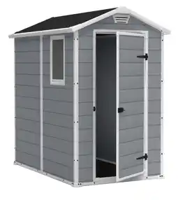 Walmart Keter Manor 4' x 6' Resin Storage Shed, All-Weather Plastic Outdoor Storage, Gray/White offer