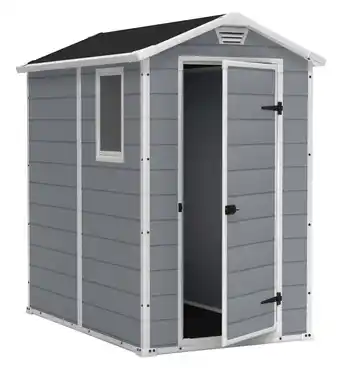 Walmart Keter Manor 4' x 6' Resin Storage Shed, All-Weather Plastic Outdoor Storage, Gray/White offer