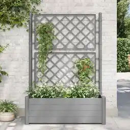 Walmart vidaXL Garden Raised Bed with Trellis, Planter with Drainage Hole, Gray, 39.4x16.9x55.9, PP offer