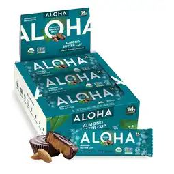 Walmart ALOHA, Organic Plant Based Protein Bars, Almond Butter Cup, 14g Protein (Pack of 12) offer