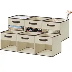 Walmart DECOMOMO 11 Inch Fabric Storage Bin | Clear Cube Storage Bin | Closet Organizers | Pack of 6, Beige offer