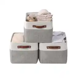 Walmart DECOMOMO Large Storage Baskets, Fabric Storage Bins, Baskets and Bins (Grey and White, Set of 3) offer