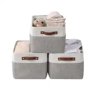Walmart DECOMOMO Large Storage Baskets, Fabric Storage Bins, Baskets and Bins (Grey and White, Set of 3) offer