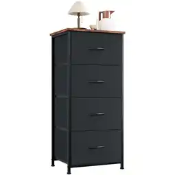Walmart Somdot 4 Drawer Dresser, Chest of Drawers Fabric Vertical Nightstand for Bedroom, Black Rustic Brown offer
