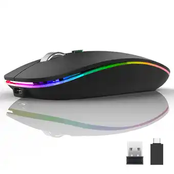 Walmart Uiosmuph Wireless Mouse LED Rechargeable Silent Computer Mouse with USB Receiver and Type C Adapter offer