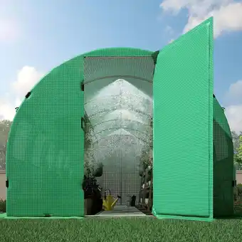 Walmart Jocisland 20x10x7ft Large Walk-in Greenhouse for Outdoors with Watering System Swing Door , Green offer