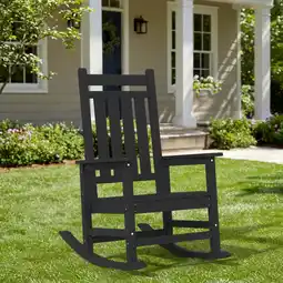 Walmart SERWALL Outdoor Rocking Chair, HDPE Patio Rocker for Lawn, Porch, Black offer