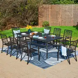 Walmart MF Studio 9-Piece Outdoor Patio Dining Set with Stacking Chairs & 8-Seat Table, Black offer