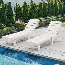 Walmart Dycanpo Chaise Lounge Chair Outdoor Set of 2, with Adjustable Backrest & Wheels, White offer