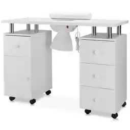 Walmart Ktaxon Nail Table Storage Station with 4 Drawers, Lockable Wheels, White offer