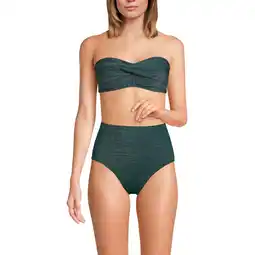 Walmart Lands' End Women's Chlorine Resistant Shine Twist Front Bandeau Bikini Swimsuit Top offer