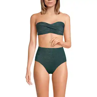 Walmart Lands' End Women's Chlorine Resistant Shine Twist Front Bandeau Bikini Swimsuit Top offer