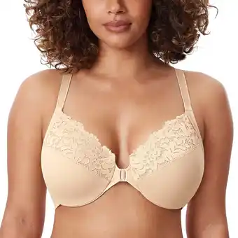 Walmart DELIMIRA Women's Front Closure Full Coverage Lace Underwire Racerback Bra offer