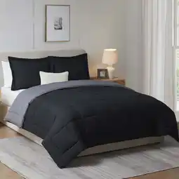 Walmart Nestl 3-Piece Soft Down Alternative Reversible King Comforter Set, King/Cal King, Navy & Sage offer