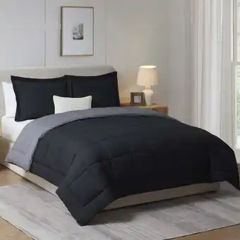 Walmart Nestl 3-Piece Soft Down Alternative Reversible King Comforter Set, King/Cal King, Navy & Sage offer